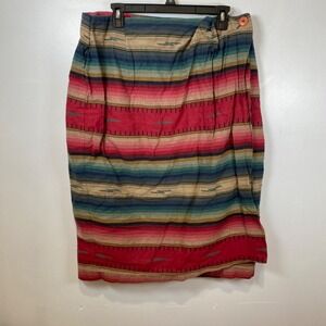 90s Bonjour Southwestern‎ Skirt Striped Aztec serape Button wrap M/L